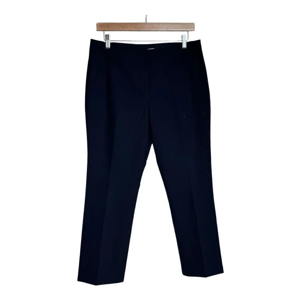 TORY BURCH Harp Pants  ‎ Sz 8 Navy Blue Wool Stretch Blend 90001218